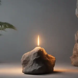 Imagem de uma vela acesa simbolizando esperança, com luz suave penetrando a escuridão e destacando a chama e a fé.