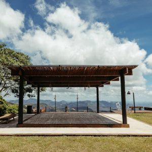 Beautiful open-air structure with lush landscape in Santa Teresa, Brazil.